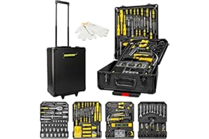 Wintem - Trolley Porta Attrezzi CraftyCart 699 Pezzi con Vassoi Organizzativi e Manico Telescopico, Cassetta Compatta per Uso Professionale e Domestico, Utensili in Acciaio Resistenti (Nero)