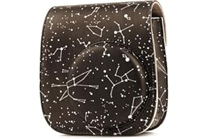 ZEEREE Skórzana torba podróżna z paskiem na ramię dla Fujifilm Mini 8 Mini 8S Mini 9 Mini 11 Mini 12, Konstelacja, Akcesoria do aparatów fotograficznych