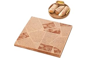 BDBF 100 PCS Old Newspaper Printing Style Greaseproof Wrap Paper, Food Burger Wrapping Sheets Greaseproof for Bread Sandwich Chip