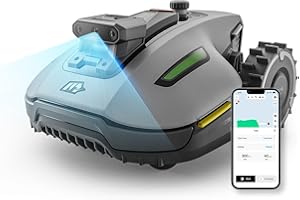 Mammotion YUKA Mini Vision Robot Cortacésped Perimetral sin Cables, sin RTK, MAX.700 m², Navegación Triple Cámara AI Vision, Robot Cortacésped Mapeo Automático, Control por App y Voz, Pendientes 45%