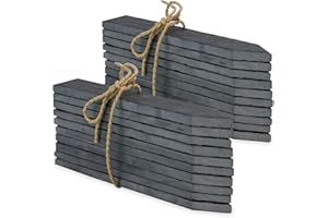 MAISON & WHITE Slate Garden Markers 20 Pack – Reusable Weatherproof Plant Labels with 2 Soapstone Chalk Pencils – 20 x 3cm Herb & Vegetable Markers | M&W