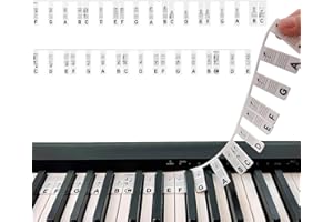 FANGEHONG Silicone Autocollants de Clavier de Piano, Amovibles Touches Note Autocollant, Lumineux 61/88 Touches Étiquettes Guide Note Piano, Stickers Musique Clavier pour Débutant Enfants (61 Key A)