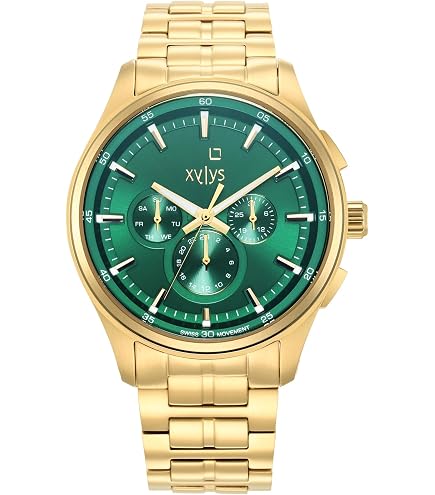 Xylys Quartz Analog with Date Green Dial Golden Stainless Steel