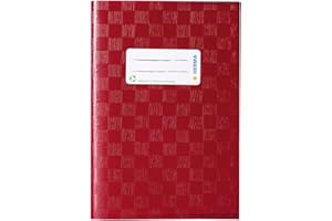 HERMA Pokrowiec na zeszyt ćwiczeń A5, z etykietą z napisem, wykonany z zmywalnego i wytrzymałego tworzywa sztucznego, wsuwane kurtki do szkoły, rubin