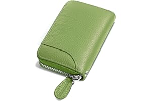 GADIEMKENSD DADIEMKENSD Kreditkartenetui Kartenetui Damen RFID Schutz Leder Portemonnaie Karten Etui Herren Kreditkartenhülle Bankkarten Schutzhülle 14 Fächer Kartenetui Reißverschlussetui Geldbörse Apfelgrün