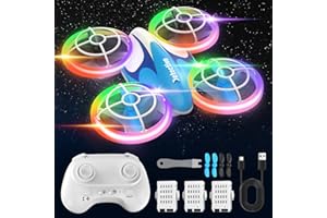 BRAVEKOI Drone for Kids LED Light Effect Mini Drone, One Touch Ascent/Descent, 360° Flip, Altitude Hold, 3 Speeds, Kids Drone with 3 Batteries Gift Toy for Boys and Girls Aged 6-12