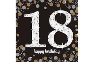 Amscan 9900556 - Gold Sparkling Celebration 18th Birthday Luncheon Napkins - 16 Pack