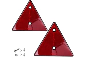 Woola 2 Pack Red Rear Reflectors Triangle Reflective for Gate Posts Safety Reflectors Screw on for Trailer Motorcycle Caravan Truck Boat