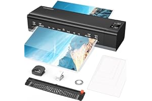 YIKANWEN Plastifieuse A3 A4 A5 A6 [Plus de Tracas, Tout en Un] Mode Chaud/Froid avec 30 Feuilles, Plastifieuse Multi Format avec Massicot, Perforatrice, Arrondisseur, Anneau pour Famille École Bureau