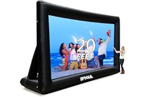 PPXIA Aufblasbare Beamer Leinwand Mega Projektion Leinwand mit Stand und Gebläse, Vorder-und Rückprojektion Indoor Outdoor Projector Screen Tragbare Blow Up Filmleinwand 16: 9 für Heimkino (20FT)