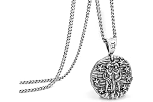 Speroto Zodiac Necklace - Stainless Steel 12 Constellation Necklace for Men/Women Gold/Silver Plated Matching Necklaces - Horoscope Astrology Embossed Pendant Necklace - Gifts for Women Men