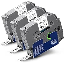 Rubans étiqueteuse BROTHER TZe-211 6mm - Lot De 6, Noir Sur Blanc, Laminés