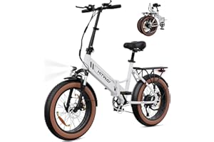 HITWAY Bicicleta Eléctrica 20 * 4,0" Fat Tire Ebike Bici Eléctrica Plegable, Bicicleta de Montaña Urbana, Batería 48V 10.4AH, 7 Marchas, Máx. 25KM/H, Alcance 35-90KM, Motor 250W para Adultos