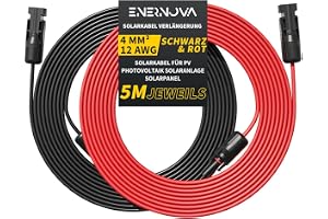 ENERNOVA Solcellskabel 4 mm²/6 mm², förlängning 1–50 m IP67 för PV-solsystem