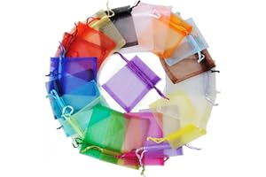JSTHHTT 200 Pezzi 7x9 CM Multicolore Sacchetti in Organza con Coulisse, Sacchetti Regalo in Organza, Trasparente Sacchetti Portaconfetti per Bomboniere Matrimonio Gioielli
