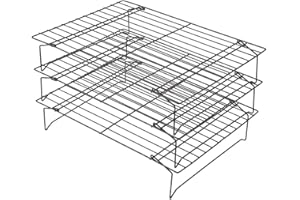 Cikonielf Griglia da Forno a 3 Ripiani,in Acciaio Inox,griglia di Raffreddamento e Cottura Antiaderente, per Biscotti/Torte/Pane,34 x 24,5 x 19,5 cm