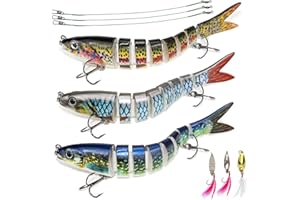 GKZB Señuelos de Pesca Articulados Múltiples Cebos Artificiales 3 Piezas Señuelos Pesca Spinning Accesorios de Pesca para la Pesca de Agua Salada, Trucha, Perca, Lucio