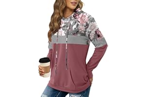 KISSMODA Hoodies for Women Camo Leopard Print Tops Pullover Hooded Sweatshirt Drawstring with Pocket