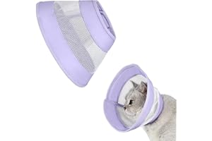 GIEEU Collier conique pour chat doux, réglable et respirant pour éviter de lécher, violet (taille M : tour de cou de 17 à 23 cm)