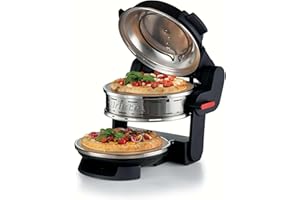 Ariete 927 Pizzeria Ariete, Forno pizza doppio, 2 pizze in 4 minuti, 2300 W, 2 pietre refrattarie, 2 termostati, Diametro 32 cm, 5 livelli di cottura, 2 pale in acciaio inox, Nero