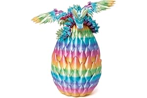 Ackygetrich 3D Printed Dragon Egg Fidget Toy Surprise Egg with Flexible Winged Dragon Inside, Birthday Gift, Desk Figure Decor (Dazzling Color)
