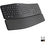 Logitech ERGO K860 Wireless Ergonomic Keyboard with Split Keyboard Layout, Wrist Rest Support, Natural Typing, Dark Grey,Stai