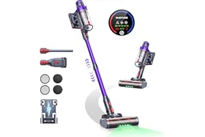 ‎SMOTURE SMOTURE Akku Staubsauger, 600W 50KPA 65 Min. Laufzeit, Selbststehender Staubsauger Kabellos für Zuhause, mit Wandmontierte Ladestation,Automatikmodus,Abnehmbare Akku,Touchscreen