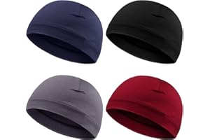 Syhood 4 Casquettes de Crâne Hommes Bonnet en Coton Doux Chapeaux de Sommeil Casque Extensible Couvre-Chef de Doublure Multifonctionnel pour Hommes Femmes