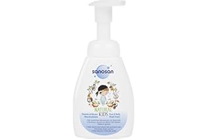‎SANOSAN sanosan NATURAL KIDS milder Gesicht & Körper Waschschaum für Jungs, mildes 2in1 Duschgel Kinder, 3er Pack (3 x 250 ml)