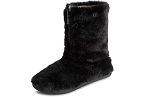 Polar Womens Memory Foam Zipper Faux Fur Covered Rubber Sole Indoor Outdoor Cosy Luxury Boot Slippers