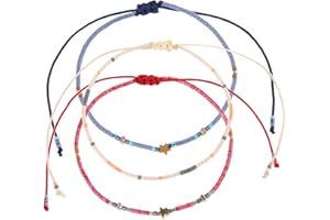 MADE BY NAMI Nami 3-pak damskich bransoletek na kostkę z koralikami boho etniczne wielokolorowe