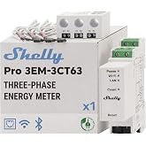 Shelly Pro 3EM-3CT63 &ndash; Single-phase Energy Meter, 3-Phase, DIN Rail Mount, Ampermetric Clamps Included, Pulse Output, Remote