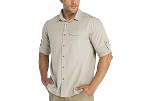 33,000ft Funktionshemd Herren UPF50+ UV-Schutz Langarm Hemd Atmungsaktiv Button-Down-Hemd Outdoor Sportliches Freizeithemd Angelhemd Für Männer