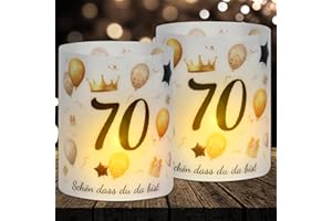 YUHUDANY 16 Windlicht Tischdeko 70 Geburtstag, Deko 70. Geburtstag Männer Frauen, Happy Birthday Windlichter Tischdeko, Geeignet für Teelichter oder Kerzen