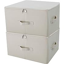 ANMINY Bacs De Rangement Avec Couvercle à Fermeture éclair - Boîtes De Rangement Avec Poignées - Planche En Plastique PP - Couvercle Pliable - En Coton Et Lin - Pour La Maison