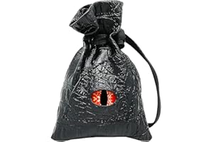 Haxtec Blut Drachen Auge Würfelbeutel Kordelzug PU Leder DND Würfeltasche für D&D Dungeons und Drachen Geschenk und Zubehör (Rache-Blut Auge)