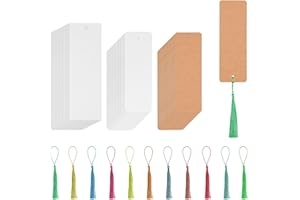 XUIIOSOOKP 60 Pcs Blank Bookmarks Set, Make Your Own Bookmarks, White & Flax Yellow Paper Bookmark Making Kit, Book Page Markers for Book Lovers Reading DIY Crafts Gift Supplies, with 60 Colorful Tassels