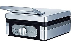 MPM MGO13 Macchina Professionale per 2 Cialde Belghe Spesso, Waffle Maker, Piastre Antiaderenti, Regolatore di Temperatura, Alloggiamento in Acciaio Inox, 1400W