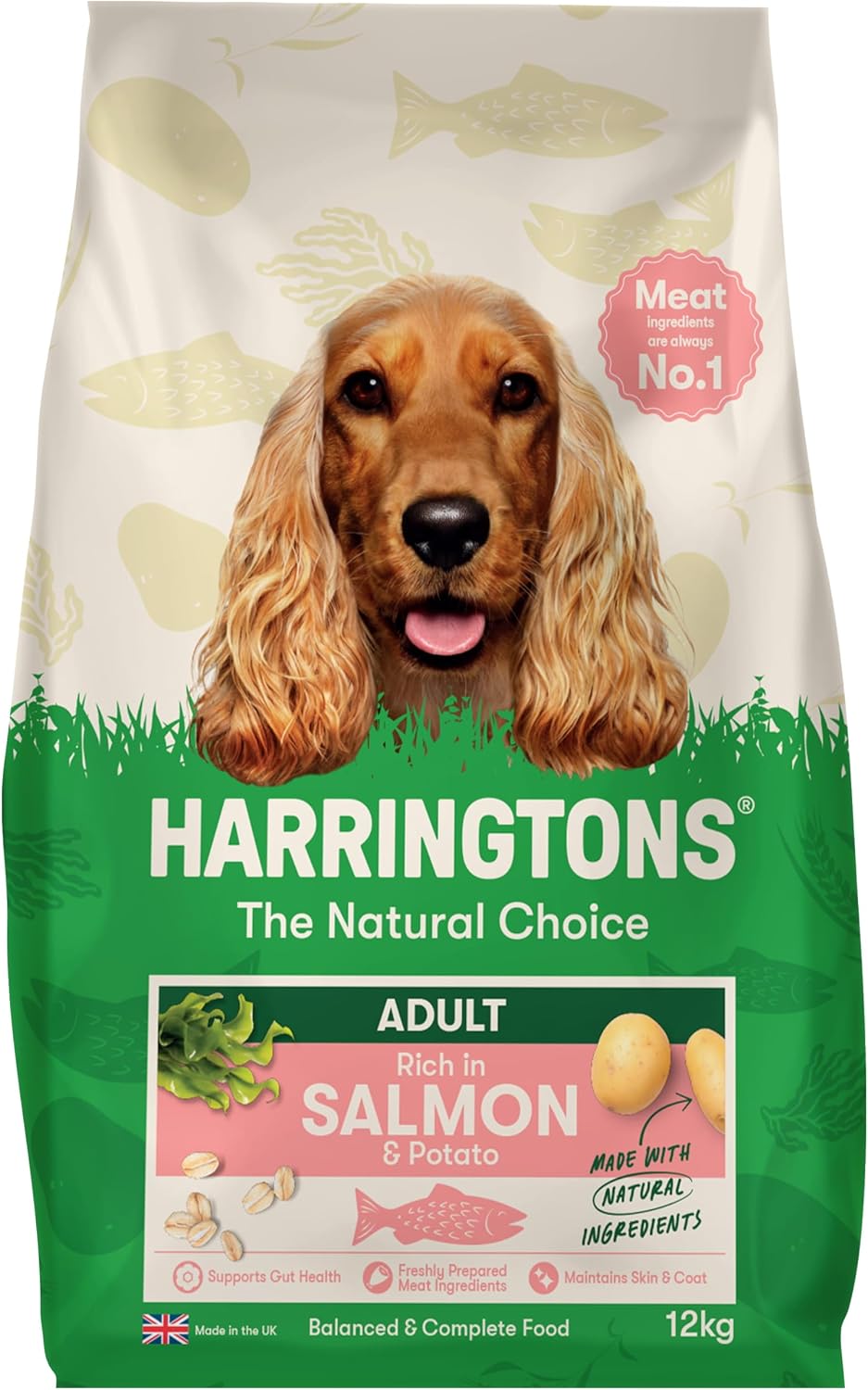 Harringtons Complete Dry Adult Dog Food Salmon & Potato 12kg - Made with All Natural Ingredients (Packaging may vary)