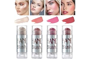 ‎BEAUTY SEARCHER 4 Farben Face Blush Stick, Matte Highlight Blush Stick Contouring Concealer Stick, Langanhaltender, wasserfester, natürlicher, glatter Rouge-Cremestift für Wangen, Augen und Lippen (A)