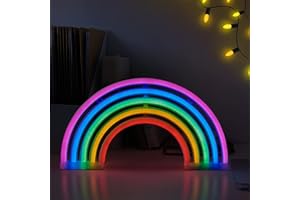 KITIMI Regenbogen LED Neon Light Sign Deko, Bunte Neon Schild, Leuchtreklame Batterie oder USB Powered, Rainbow Art Decor Neonlicht für Schlafzimmer Kinderzimmer Weihnachten Bar Party Valentinstag Geschenke