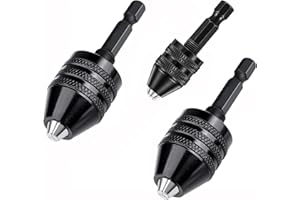 RZJZGZ 3 Pcs Keyless Drill Chuck Bit 1/4 Inch Hex Shank Conversion Tool, 0.3-6.5 mm & 0.3-3.6 mm & 0.8-8mm Quick Screwdriver Adapter for Micro Drill Bit