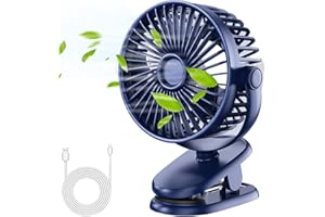 WSNDY Clip on Fan Rechargeable, Mini USB Desk Fan Silent, 3 Speeds 720° Rotatable Portable Cooling Fan, 2400mAh Portable Battery Powered Tent Fan, Ideal for Baby Stroller Bedroom Car Camping Travel Y
