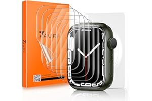 TAURI 6-pak ochraniaczy ekranu kompatybilnych z Apple Watch serii 8/7 45 mm, serii 6/5/4 SE 44 mm, [odporne na zarysowania][Bez pęcherzyków powietrza] [HD Clear] samoregenerująca się folia TPU do iWatch 45/44 mm