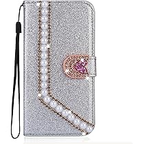 Custodia Huawei P Smart 2019 Con Strass E Catena - Cover Lucida Perla Con Portacarte E Protezione Lente - Foto 8