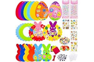 QIMMU Kit Pasqua Bambini,Uova di Pasqua,Kit Artigianale per Uova di Pasqua,Pasqua Craft Feltro,Pasqua Ciondolo Decorazione per la Decorazione Pasqua Party Favourite