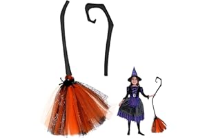 TOYHOOD Halloween Hexenbesen, 97cm Halloween Hexen Besenstiel Hexenbesen Kinder Fliegender Besen Stock Halloween Besen Requisiten Cosplay Kostüm Accessoire Halloween Dekorationen (Orange)