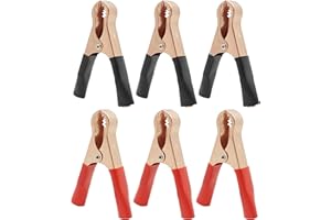 Greacesrio Pinzas de Cocodrilo, 6 Piezas 50A Pinzas de batería aisladas, Abrazaderas de Cable de Puente de Cobre 50A para Coche de 80mm de Largo para Coche, Vehículo, Barco, Camión,