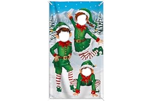 BETESSIN Foto Requisiten Weihnachten - Weihnachtself Foto Banner 180x100cm - Fotowand Party - Fotohintergrund Weihnachten