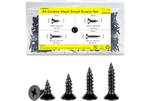 LERNOU 600 pcs Black Wood Screws,M3 Self Tapping Screws,Small Wood Screw Set,Suitable for Furniture, Woodworking, DIY Model Fixing(6mm,8mm,10mm,12mm)